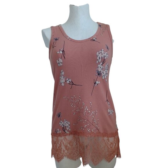 Soft Surroundings Tops - Soft Surroundings Tank Top Madame Lace Floral Print Pullover Stretch Knit XSmall